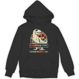 Unearth A Story Summer Reading 2026 Dinosaur Lover Vintage Hoodie - Monsterry