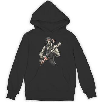 Usa Flag Guitarist Abraham Lincoln Playing Electric Guitar Hoodie | Seseable UK