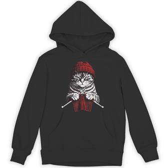 Vintage Knitting Cat Crochet Yarn Lover Cute Cat Hoodie - Thegiftio UK