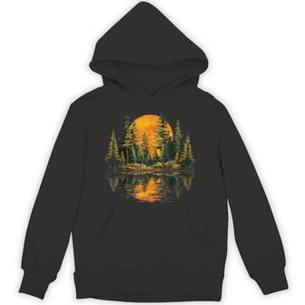 Vintage Nature Reflection Forest Trees Outdoor Wildlife Hoodie - Thegiftio