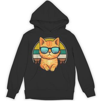 Vintage Orange Tabby Cat Cute Friendly Cat With Sunglasses Hoodie - Thegiftio UK