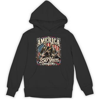 Vintage Washington Lincoln Playing Guitar 250 Years America Hoodie - Thegiftio UK