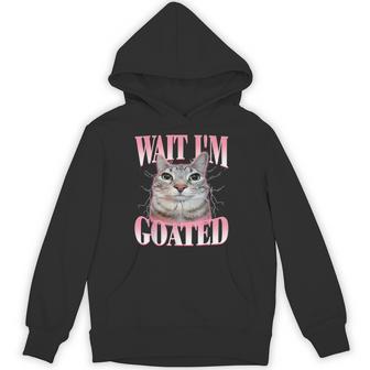 Wait I'm Goated Cat Cat Lovers Staring Cat Meme Hoodie | Seseable UK