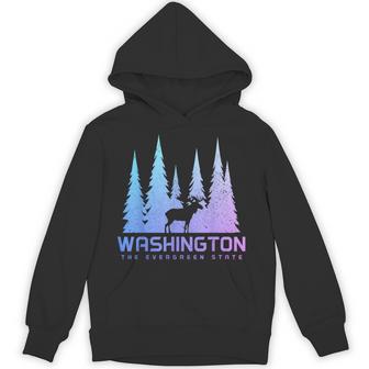 Washington The Evergreen State Moose Nature Lover Hoodie - Thegiftio UK