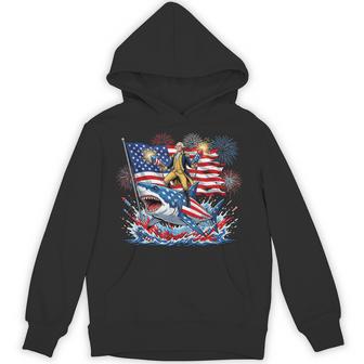 Washington Riding Shark July 4Th American Flag Patriot Hoodie - Thegiftio UK