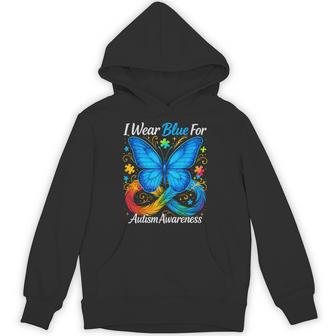 I Wear Blue For Autism Awareness Autism Awareness Month Hoodie - Thegiftio UK