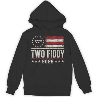 Women's Two Fiddy 2026 America 250 Distressed Flag 4Th Of July Hoodie - Thegiftio UK