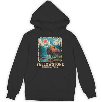 Wyoming Buffalo Bison Vintage Yellowstone National Park Hoodie - Thegiftio UK