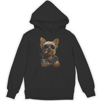 Yorkshire Terrier Smoking Cigarette Whisky Lover Dog Hoodie - Thegiftio UK