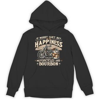 お金で幸せが買えないならバーボンとバイクを解説 パーカー - Kawaiitshirt