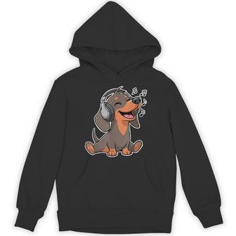 かわいいダックスフント音楽愛好家ヘッドフォン パーカー - Kawaiitshirt