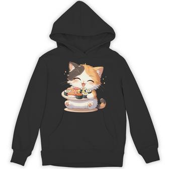 わがまま猫 寿司ねこ ラーメン好き かわいい おもしろ マンガ 長袖tシャツ パーカー - Kawaiitshirt