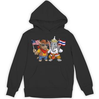 アメリカ・タイ国旗 誇り高いタイ系アメリカ人のルーツ タイ系アメリカ人の遺産 長袖tシャツ パーカー - Kawaiitshirt