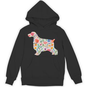 イングリッシュコッカースパニエル水彩フラワーデザイン。 パーカー - Kawaiitshirt