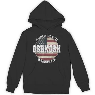 ウィスコンシン州オシュコシュ、ビンテージアメリカ国旗 パーカー - Kawaiitshirt