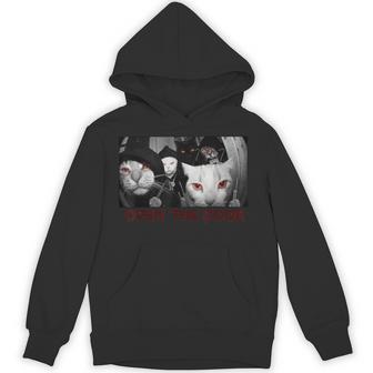 オープン・ザ・ドア・キャット・スクワッド・ミーム・ファニー・キャット・子猫・赤い目・ギフト パーカー - Kawaiitshirt