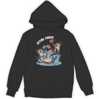 カワウソ カオス 面白い ベーグル ファイティング ラッコ 駄洒落動物好き 長袖tシャツ パーカー - Kawaiitshirt