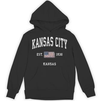 カンザスシティカンザスks ヴィンテージ アメリカ国旗 スポーツデザイン パーカー - Kawaiitshirt