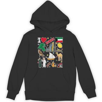 クウェート 手描きのシンボル クウェート地図 文化的アイコン パーカー - Kawaiitshirt