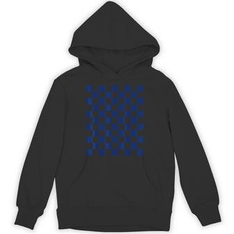 クールネイビーブルー、市松模様、市松 パーカー - Kawaiitshirt