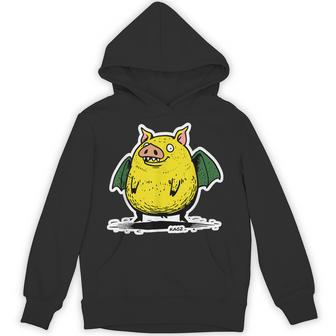 コウモリの翼を持つ空飛ぶブタのユーモアアート パーカー - Kawaiitshirt