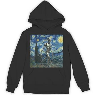 ゴッホ 星月夜 未来アート 面白い ロボット ウォーキング パーカー - Kawaiitshirt