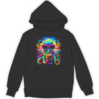 サングラス アイスコーヒー ビーチ 夏 トロピカル タコ パーカー - Kawaiitshirt