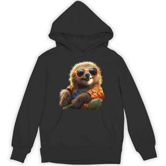 サングラスをかけたナマケモノかわいいナマケモノ パーカー - Kawaiitshirt