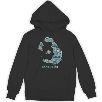 サントリーニ島 ギリシャ 地図 ギリシャ柄 旅行 休暇 パーカー - Kawaiitshirt