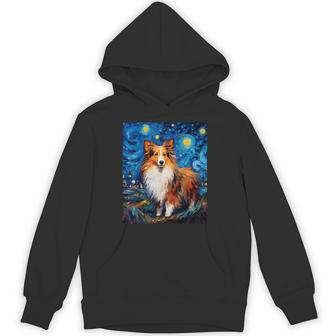 シュールな星月夜シェルティドッグ パーカー - Kawaiitshirt