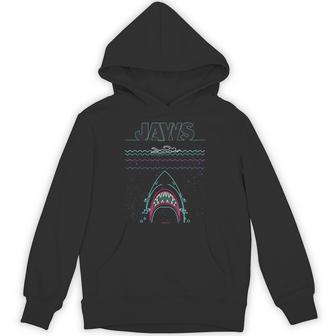 ジョーズ ネオンシャークアタックサーファーアートワーク パーカー - Kawaiitshirt