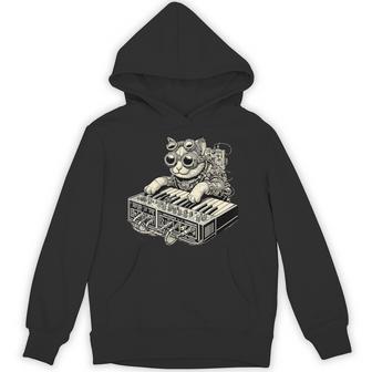 スチームパンク 猫 演奏 シンセサイザー シンセ 子猫 テクノミュージック パーカー - Kawaiitshirt