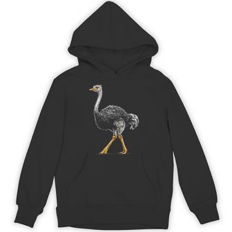 ダチョウ ポートレート 動物 モチーフ 描画 鳥 アート 長袖tシャツ パーカー - Kawaiitshirt