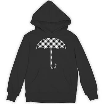 チェック柄 ブラック&ホワイト バッファロー格子柄 傘 天気 パーカー - Kawaiitshirt