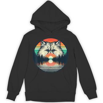 チンチラ ペルシャ猫 夕日 レトロスタイル ヴィンテージ 80年代 70年代 パーカー - Kawaiitshirt