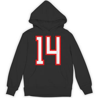 ナンバー 14 スポーツ ホワイト レッド ナンバー 14 パーカー - Kawaiitshirt