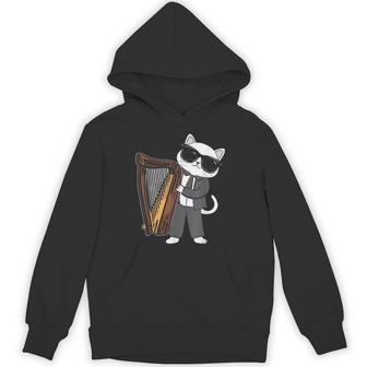 ハープを演奏する猫 音楽愛好家 音楽プレーヤー エキスパート ミュージシャン パーカー - Kawaiitshirt
