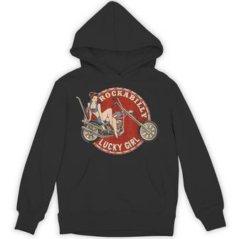 バイク ピンナップガール オールドスクール ロカビリー ラッキーガール パーカー - Kawaiitshirt