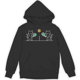 ピックルボール 猫 おもしろ ミニマル パドル アート ねこ好き ラリー コート 仲間 誕生日 かわいい 運動 楽しい パーカー - Kawaiitshirt