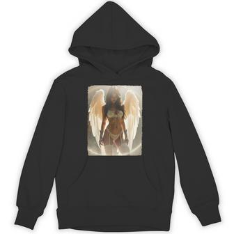 ピンナップガール 男性用 エンジェルピンナップ ブルネット エンジェルガール パーカー - Kawaiitshirt