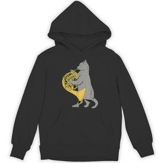 フレンチホルンを弾く猫 クール ミュージシャン オーケストラ パーカー - Kawaiitshirt