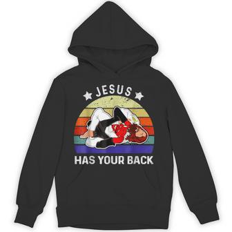 ブラジリアン柔術 Jesus Has Your Back パーカー - Kawaiitshirt