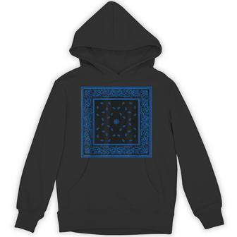 メンズ ブラックブルーバンダナプリントtシャツ ロイヤルブルーペイズリー柄 パーカー - Kawaiitshirt