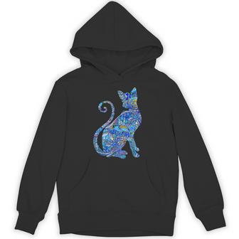 ブルー ペイズリーキャット パーカー - Kawaiitshirt