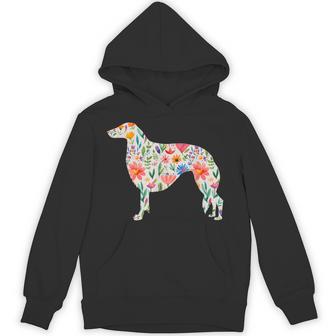 ボルゾイ水彩フラワーデザイン パーカー - Kawaiitshirt