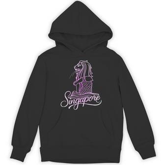 マーライオンのお土産デザインのシンガポールシティスカイライン パーカー - Kawaiitshirt