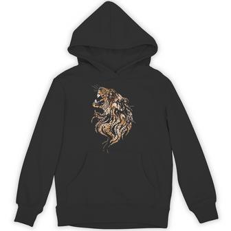 ライオンフェイス クールな動物園 動物 怖いライオンヘッド パーカー - Kawaiitshirt