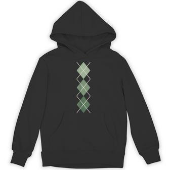 レトロロカビリーグリーンアーガイル パーカー - Kawaiitshirt