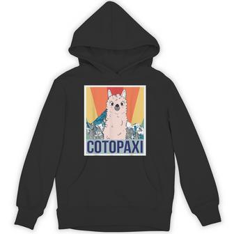 レトロ国立公園 エクアドル コトパクシ ラマ キャンプ パーカー - Kawaiitshirt