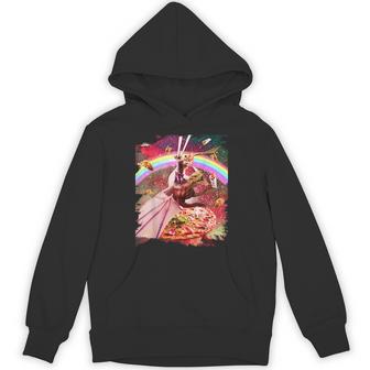 レーザーアイズ 宇宙 猫 ライディング ドラゴン パーカー - Kawaiitshirt